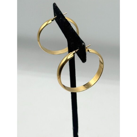 Vintage Monet gold tone Hoop Earrings - Picture 4 of 7